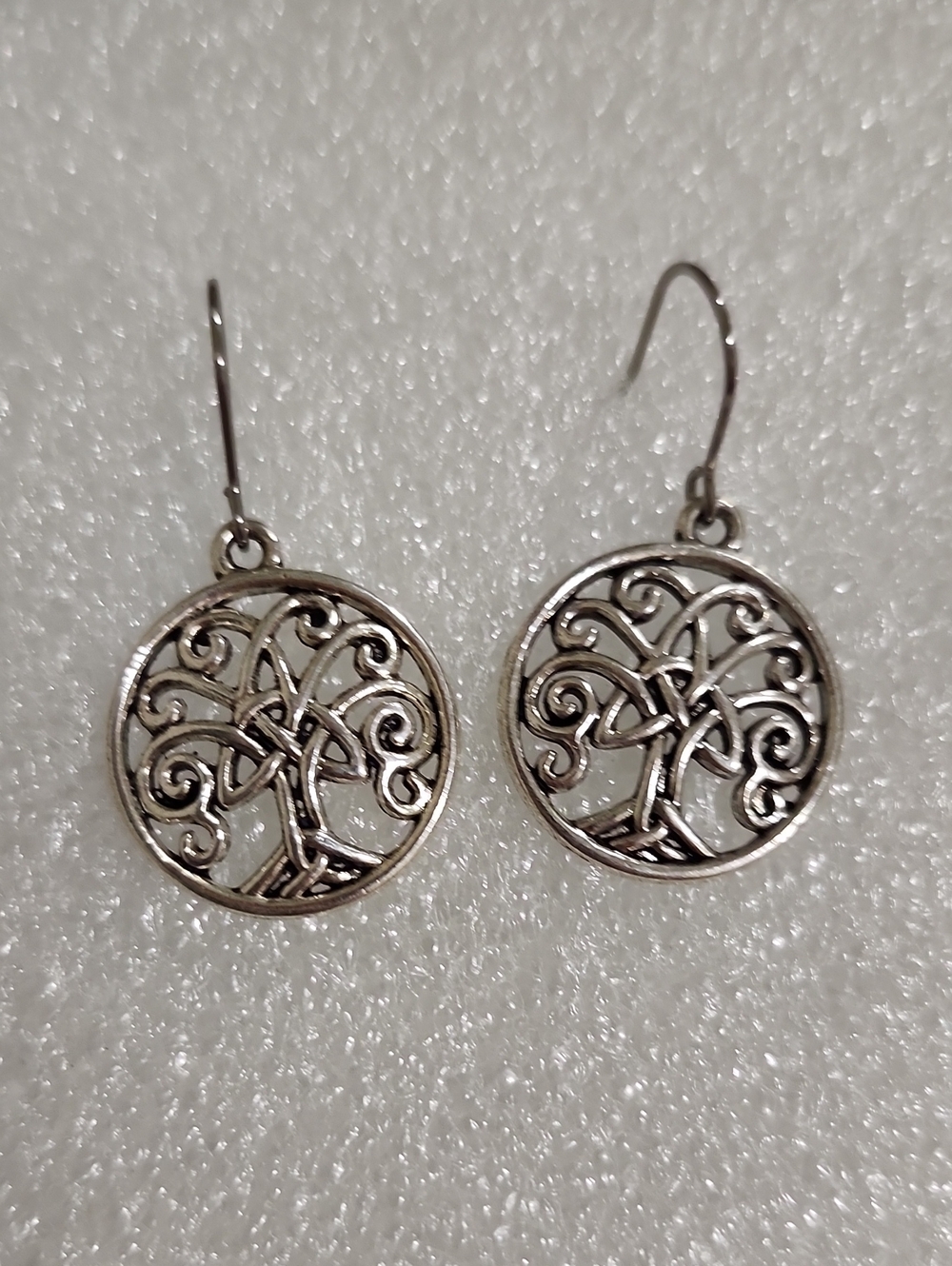Silver Tree of Life Drop Earrings - Elegant Women's Jewelry